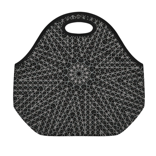 Black And White Kaleidoscope Print Neoprene Lunch Bag