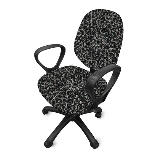 Black And White Kaleidoscope Print Office Chair Cover