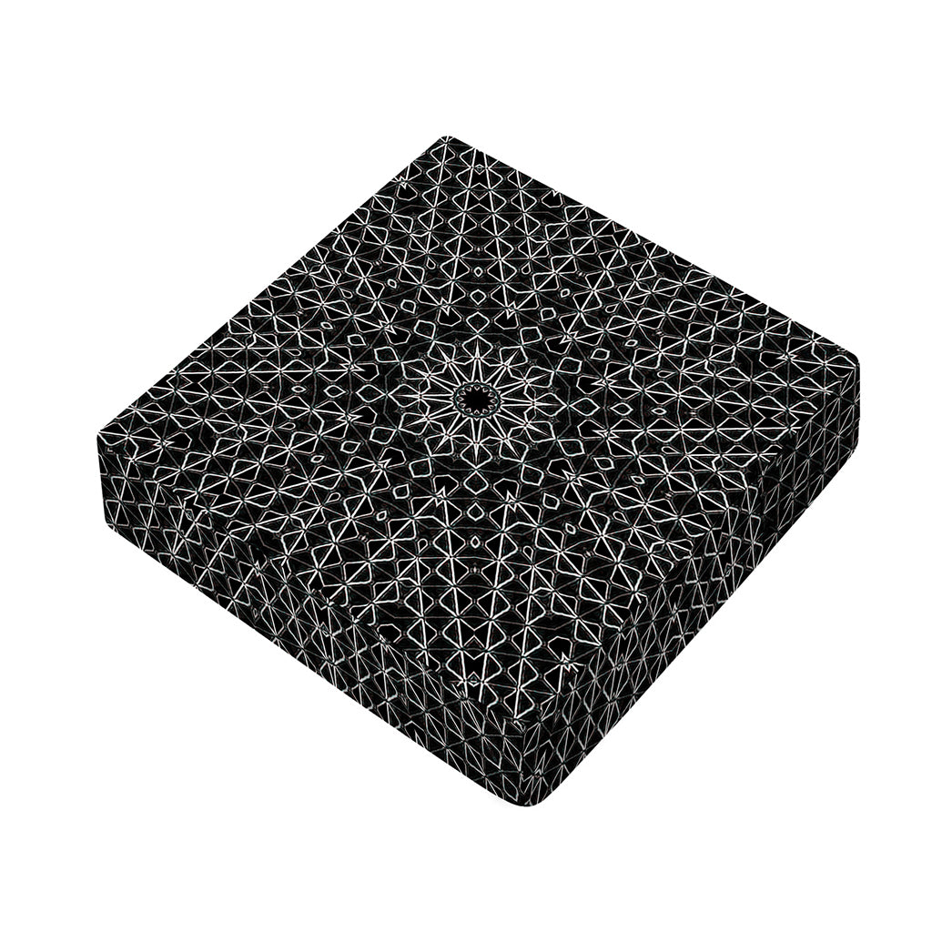 Black And White Kaleidoscope Print Outdoor Seat Cushion Cover