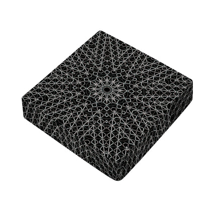 Black And White Kaleidoscope Print Outdoor Seat Cushion Cover