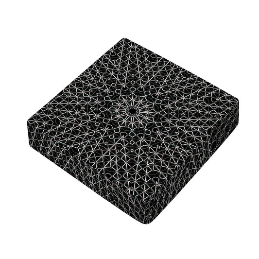 Black And White Kaleidoscope Print Outdoor Seat Cushion Cover