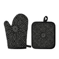 Black And White Kaleidoscope Print Oven Mitt And Pot Holder Set