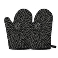 Black And White Kaleidoscope Print Oven Mitts