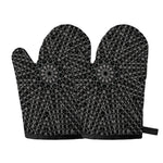 Black And White Kaleidoscope Print Oven Mitts
