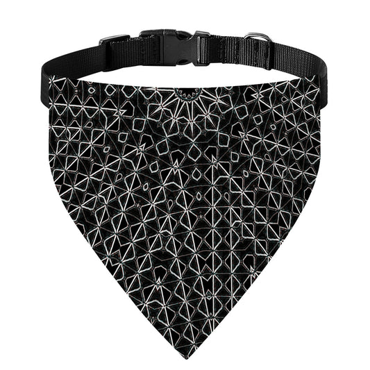 Black And White Kaleidoscope Print Over The Collar Dog Bandana