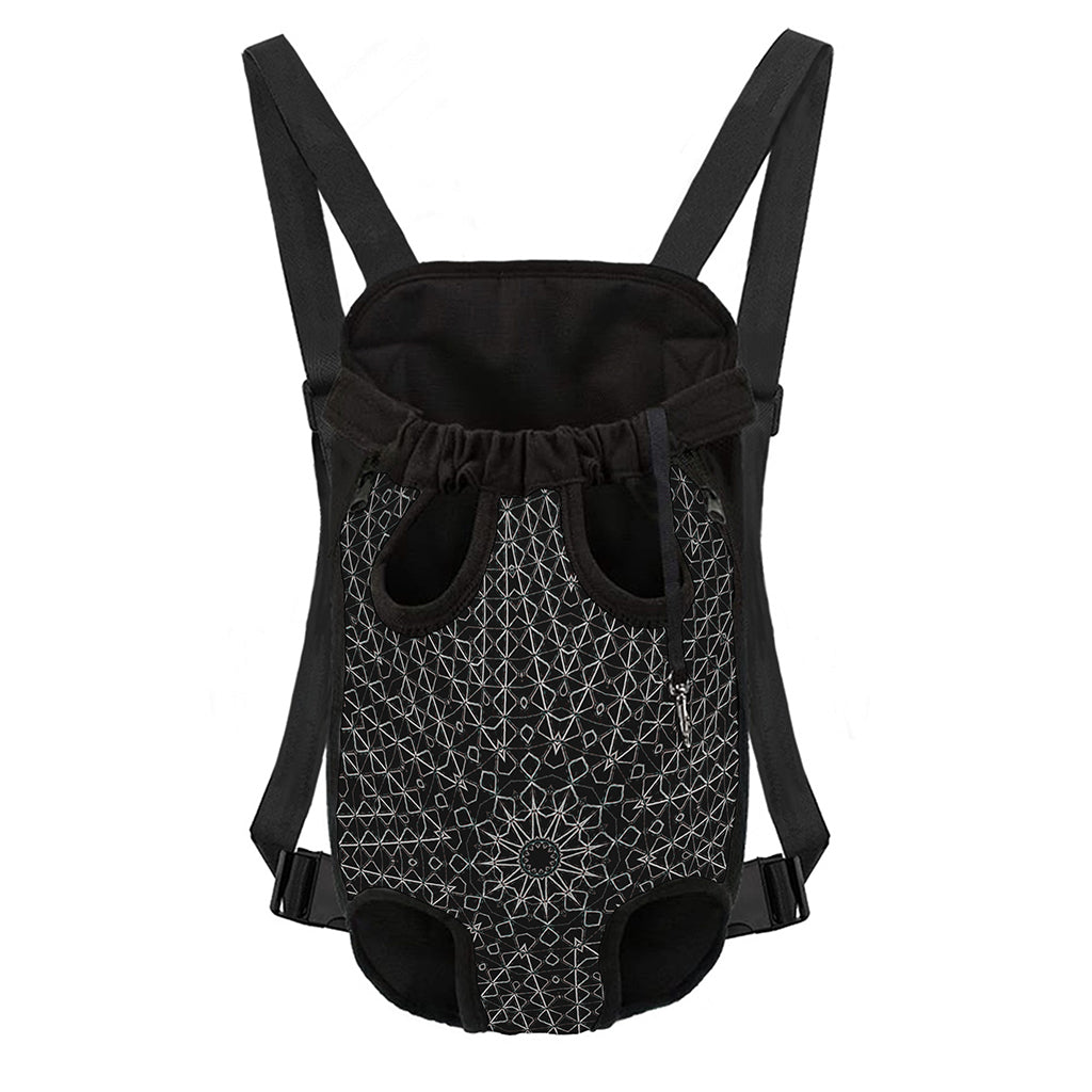 Black And White Kaleidoscope Print Pet Carrier Backpack