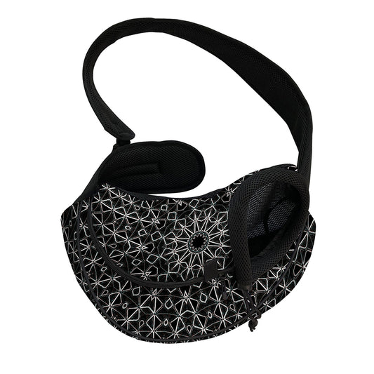 Black And White Kaleidoscope Print Pet Sling Carrier