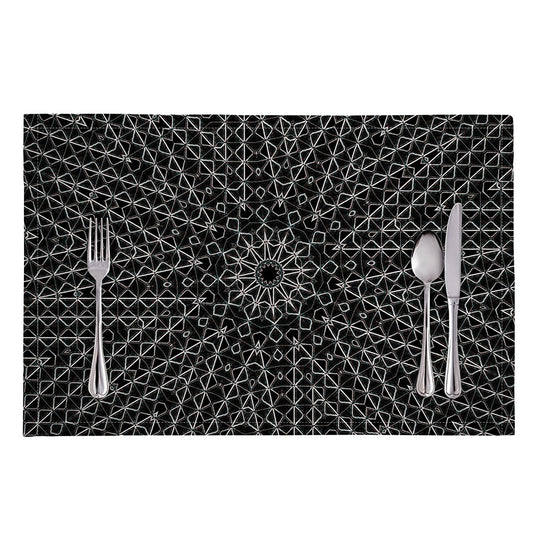 Black And White Kaleidoscope Print Placemat