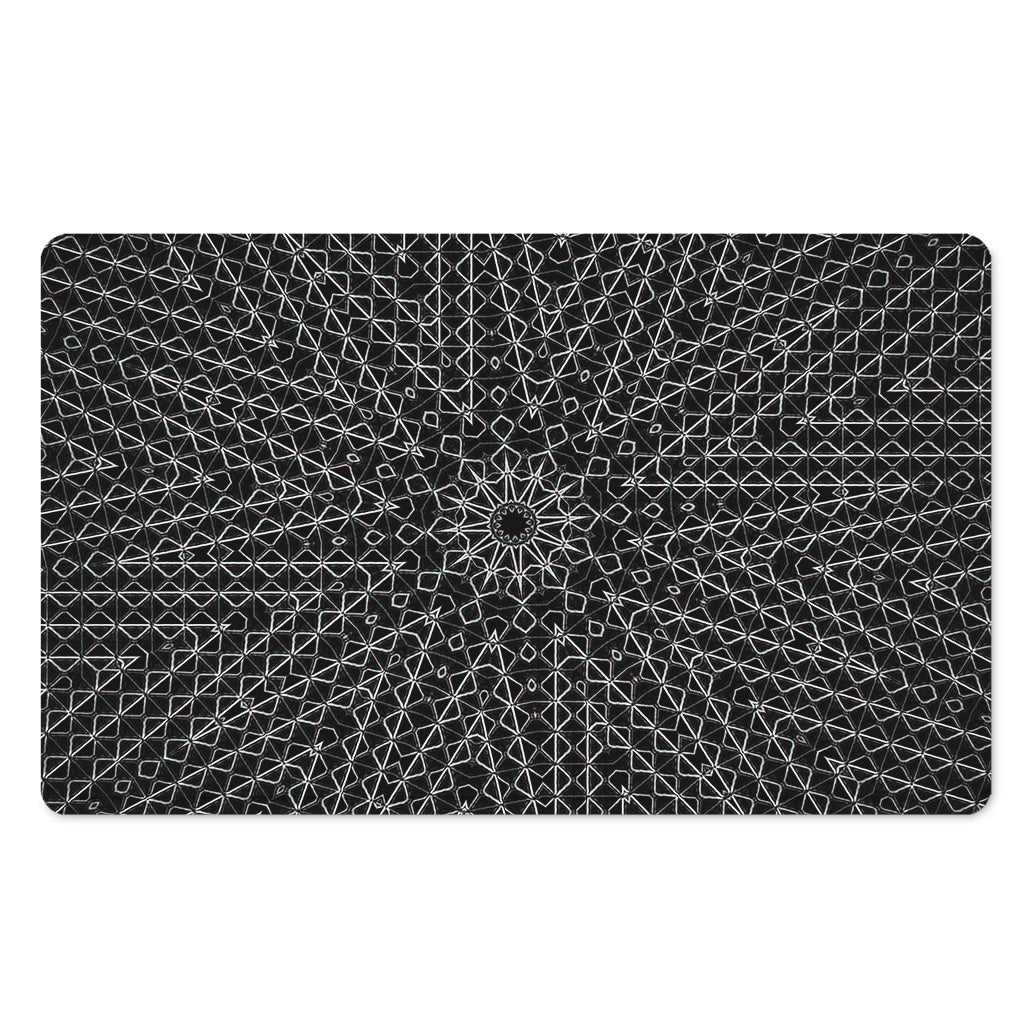 Black And White Kaleidoscope Print Polyester Doormat