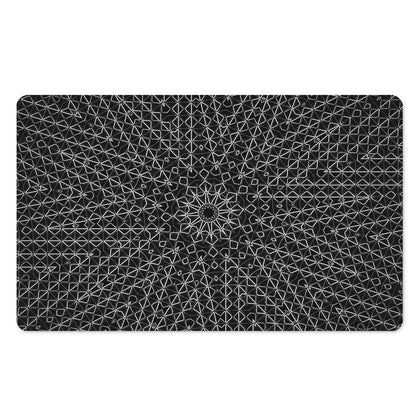 Black And White Kaleidoscope Print Polyester Doormat