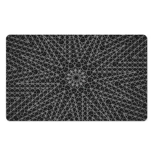 Black And White Kaleidoscope Print Polyester Doormat