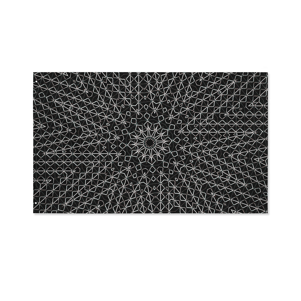 Black And White Kaleidoscope Print Polyester Flag
