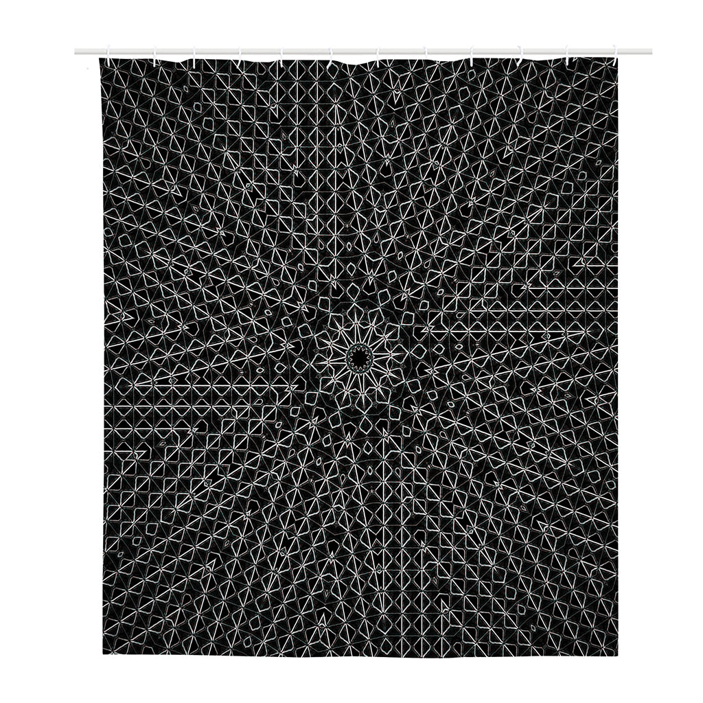 Black And White Kaleidoscope Print Polyester Shower Curtain