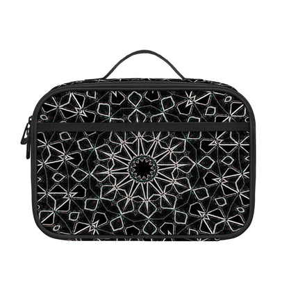 Black And White Kaleidoscope Print Portable Lunch Bag