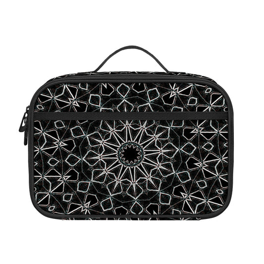 Black And White Kaleidoscope Print Portable Lunch Bag