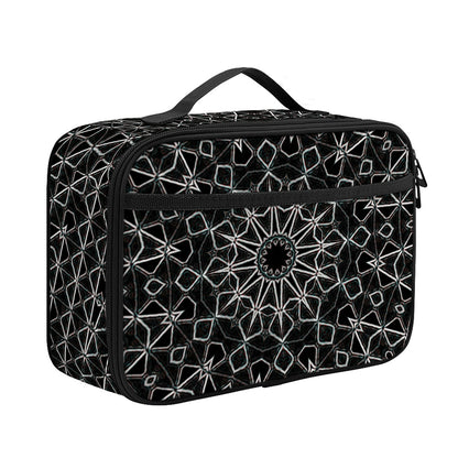 Black And White Kaleidoscope Print Portable Lunch Bag