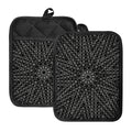 Black And White Kaleidoscope Print Pot Holders With Pocket