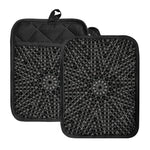 Black And White Kaleidoscope Print Pot Holders With Pocket