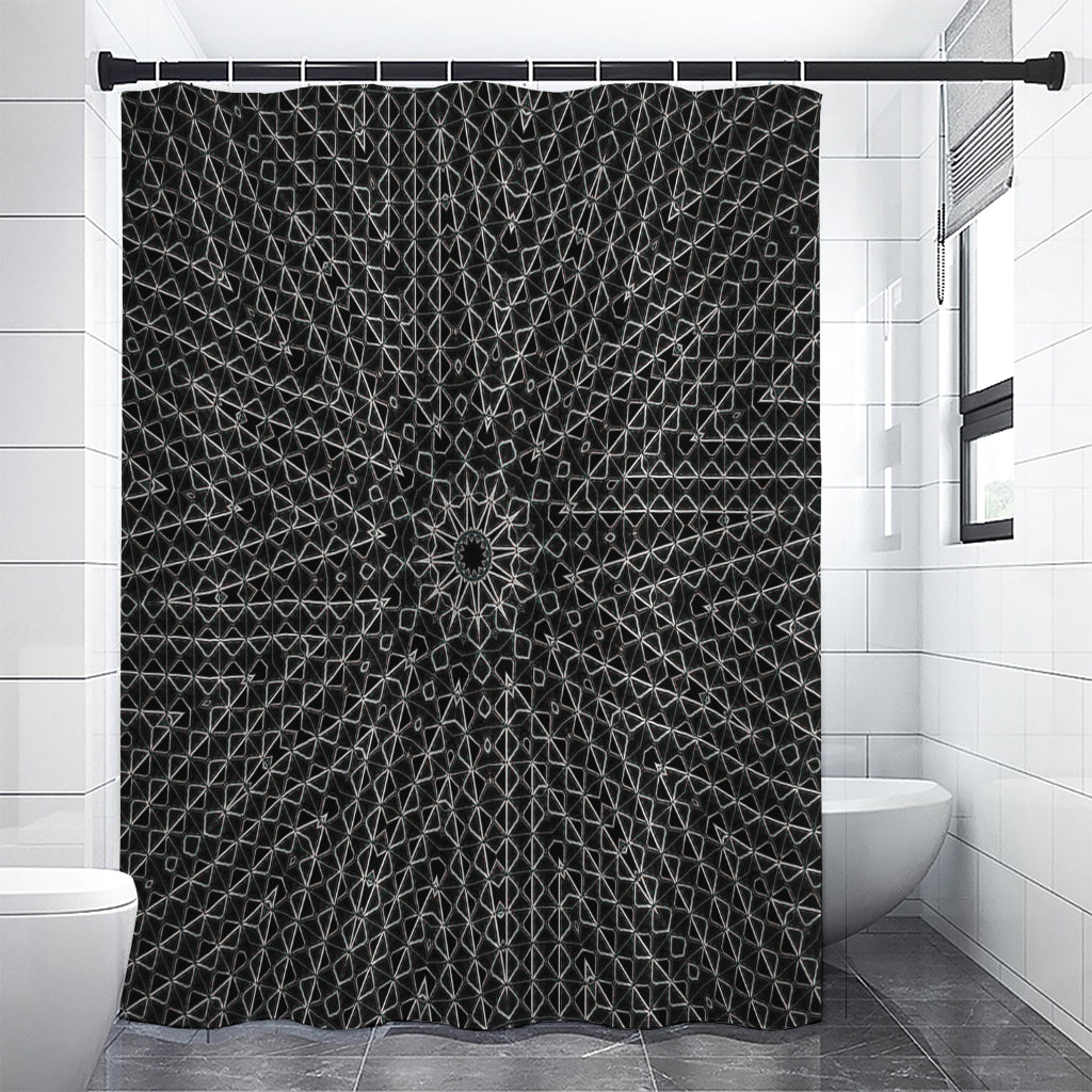 Black And White Kaleidoscope Print Premium Shower Curtain