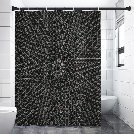 Black And White Kaleidoscope Print Premium Shower Curtain