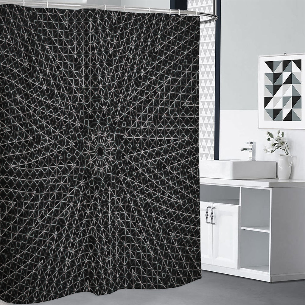 Black And White Kaleidoscope Print Premium Shower Curtain