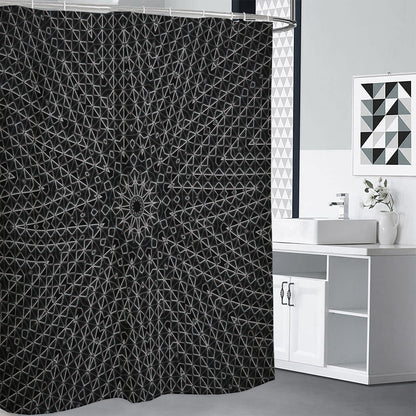 Black And White Kaleidoscope Print Premium Shower Curtain
