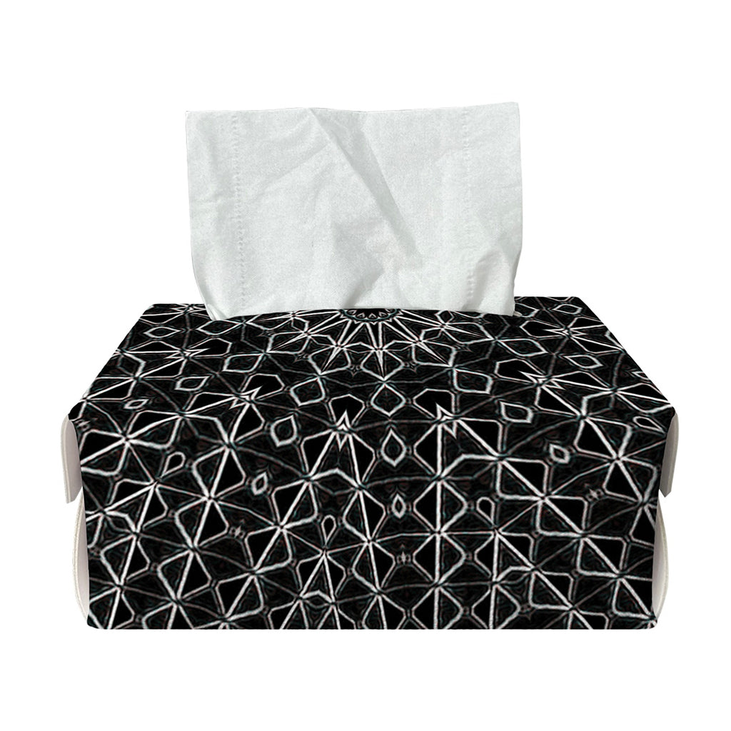 Black And White Kaleidoscope Print Rectangle Tissue Box Cover