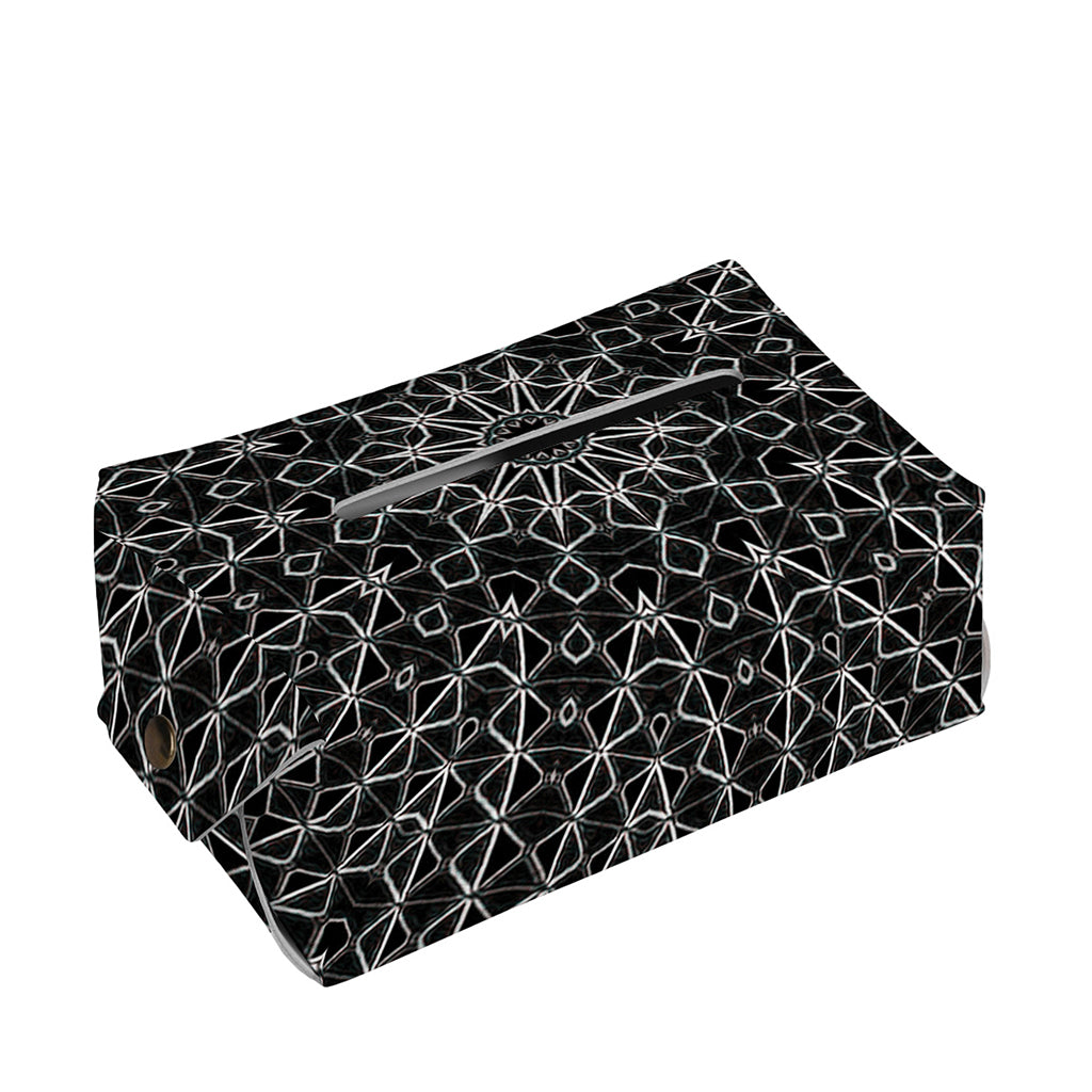 Black And White Kaleidoscope Print Rectangle Tissue Box Cover
