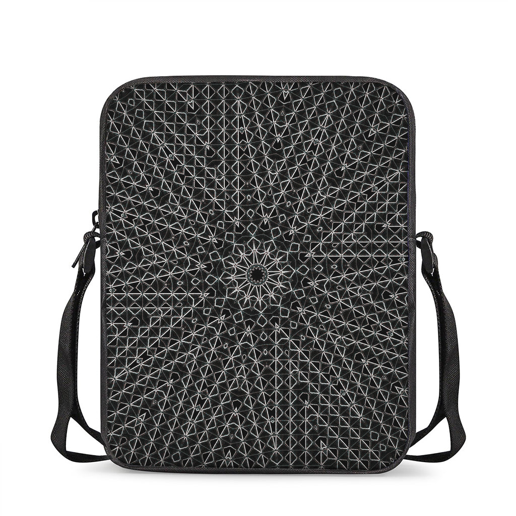 Black And White Kaleidoscope Print Rectangular Crossbody Bag