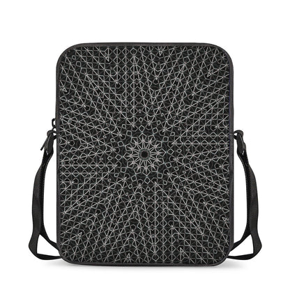 Black And White Kaleidoscope Print Rectangular Crossbody Bag