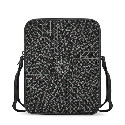 Black And White Kaleidoscope Print Rectangular Crossbody Bag