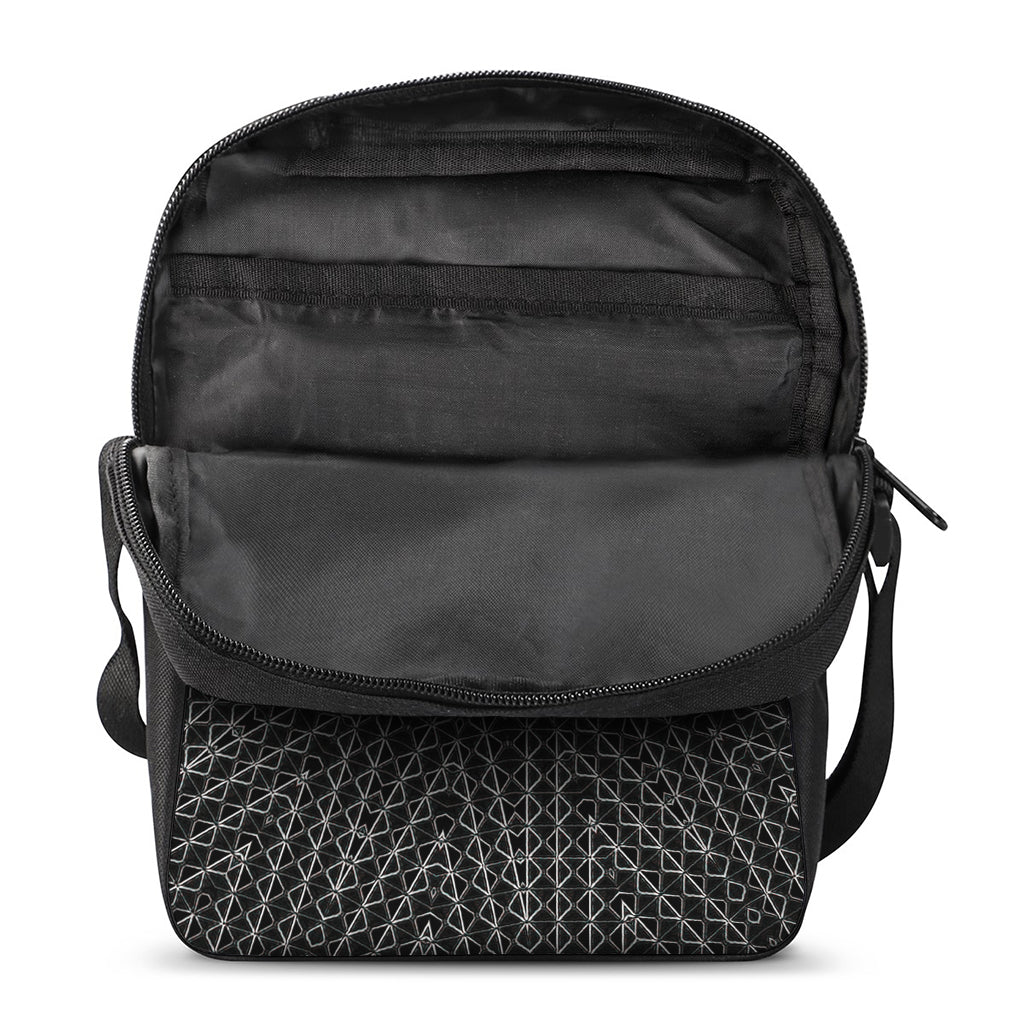 Black And White Kaleidoscope Print Rectangular Crossbody Bag