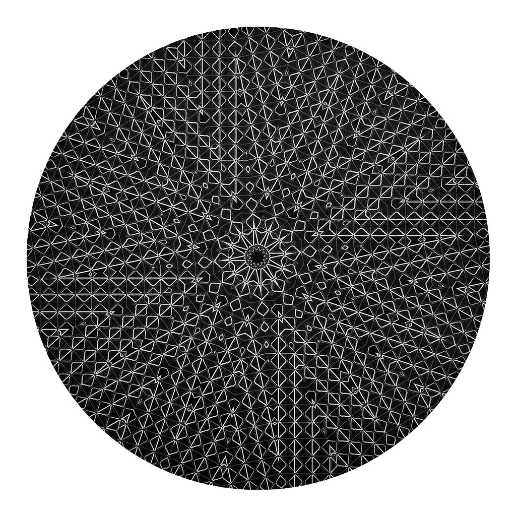 Black And White Kaleidoscope Print Round Blanket