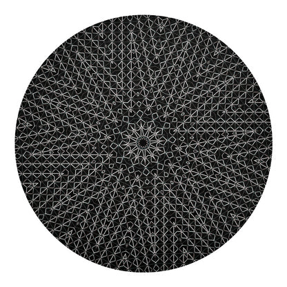 Black And White Kaleidoscope Print Round Blanket