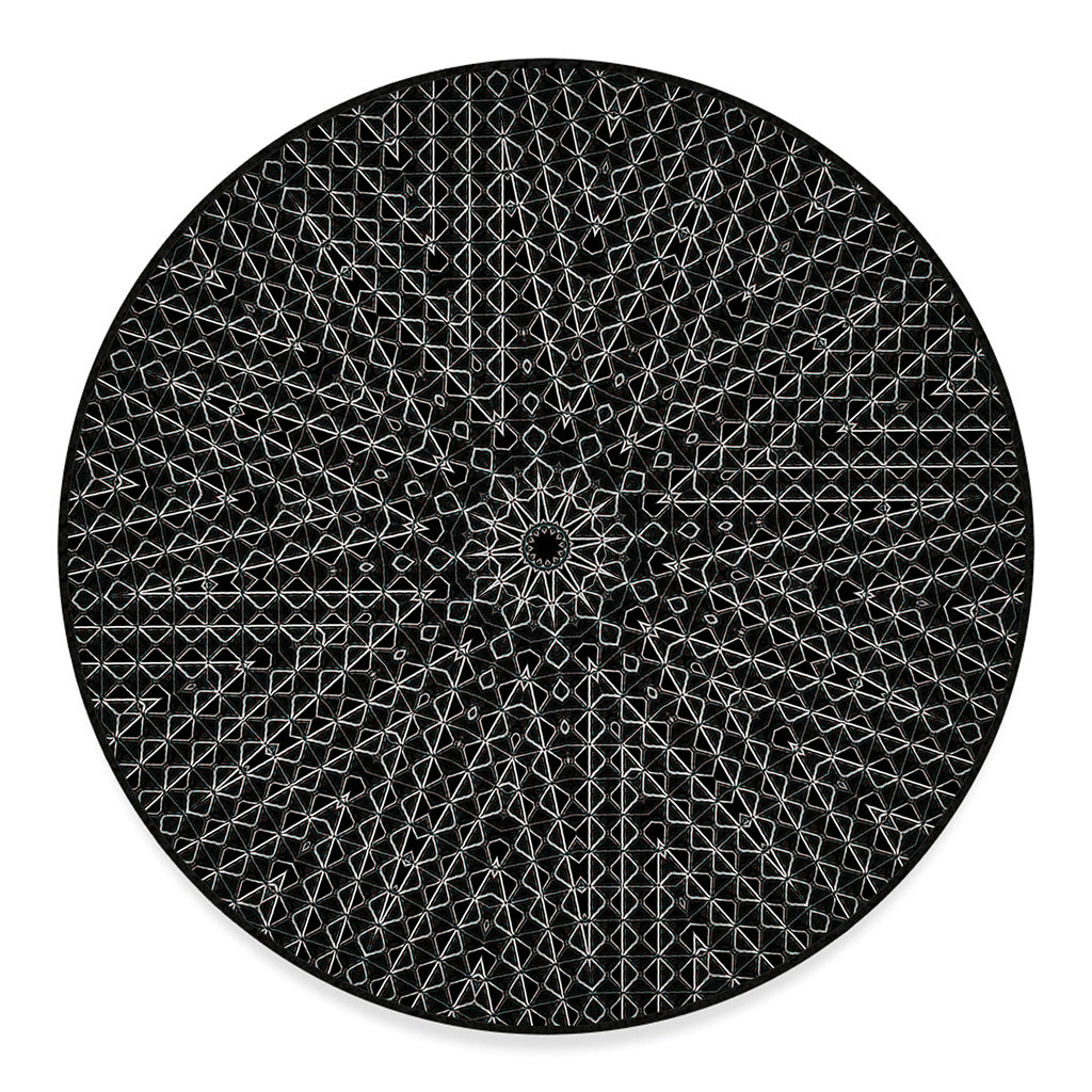 Black And White Kaleidoscope Print Round Floor Mat