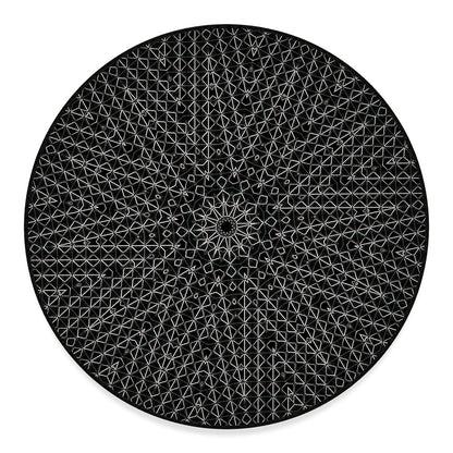 Black And White Kaleidoscope Print Round Floor Mat