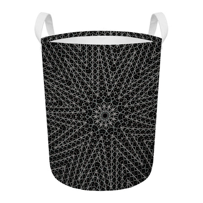 Black And White Kaleidoscope Print Round Laundry Basket