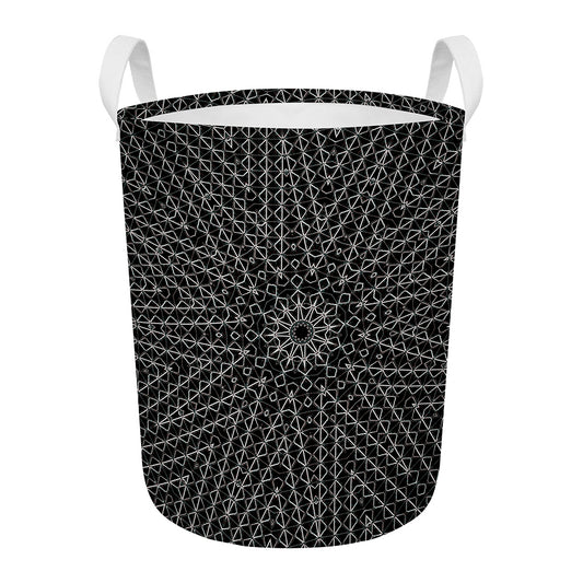 Black And White Kaleidoscope Print Round Laundry Basket
