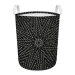 Black And White Kaleidoscope Print Round Laundry Basket
