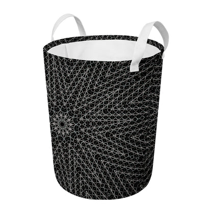 Black And White Kaleidoscope Print Round Laundry Basket