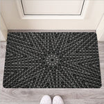 Black And White Kaleidoscope Print Rubber Doormat