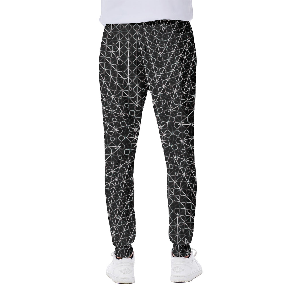 Black And White Kaleidoscope Print Scuba Joggers
