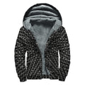 Black And White Kaleidoscope Print Sherpa Lined Zip Up Hoodie