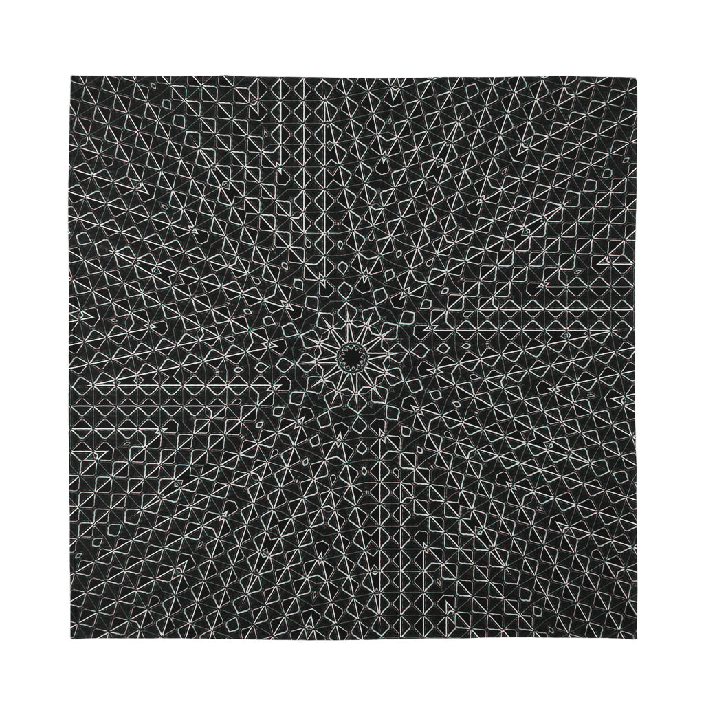 Black And White Kaleidoscope Print Silk Bandana