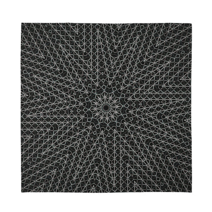 Black And White Kaleidoscope Print Silk Bandana