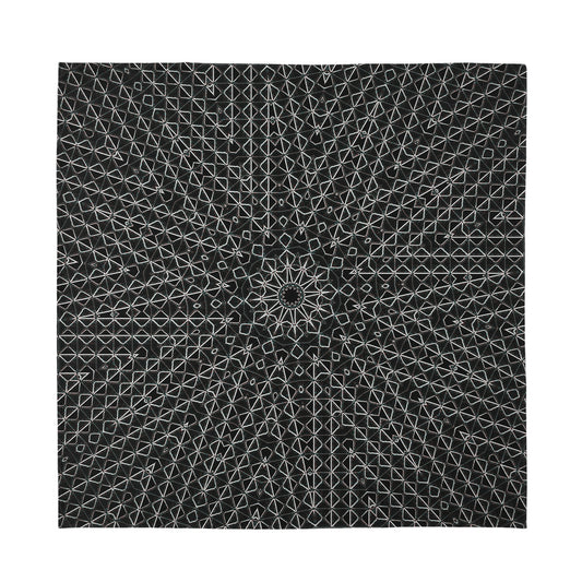 Black And White Kaleidoscope Print Silk Bandana