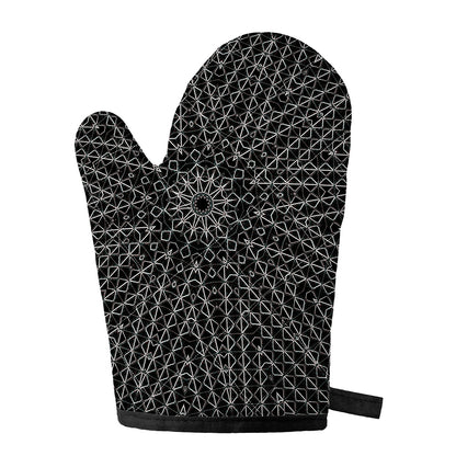 Black And White Kaleidoscope Print Single Oven Mitt
