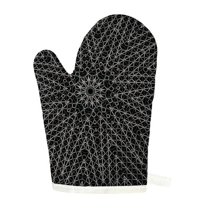 Black And White Kaleidoscope Print Single Oven Mitt