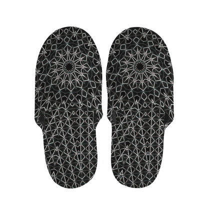 Black And White Kaleidoscope Print Slippers