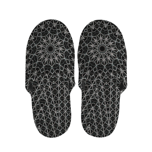 Black And White Kaleidoscope Print Slippers